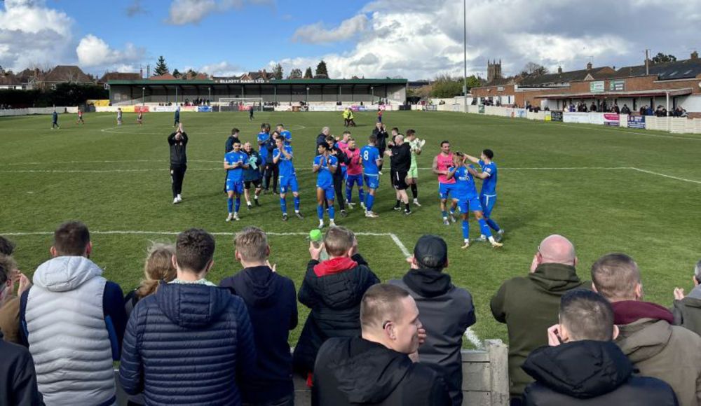 Glassboys celebrate an amazing win at Bromsgrove