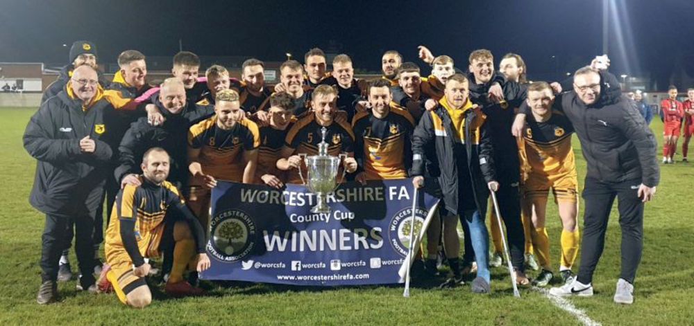 Stourport Swifts celebrate winning the Worcs FA County Cup
