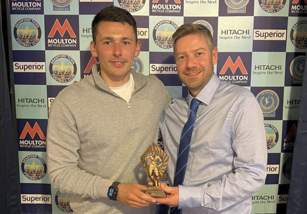 Will Taylor receiving his player of the year award for 2022/23