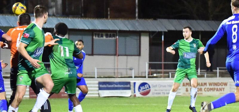 Jordan Jenkins scores his first goal for the Ducks (Photo: Aylesbury United FC)