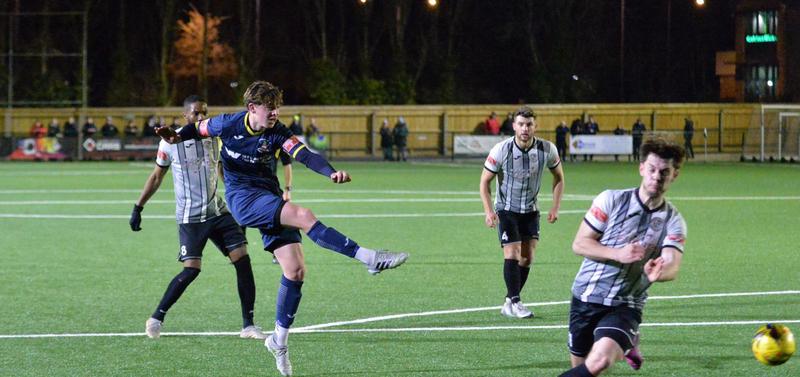 Taylor Clark with his first goal for the Marketmen (Photo: Needham Market FC)