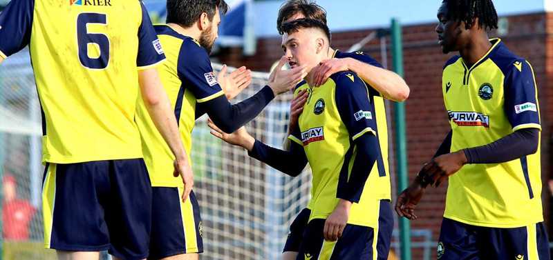 Ryan Pennery celebrates scoring Gosport`s winner