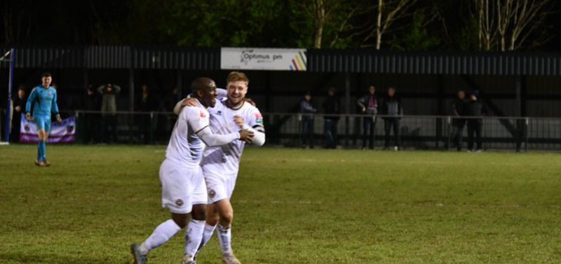 Niall Thompson celebrates scoring (Photo: Truro City)