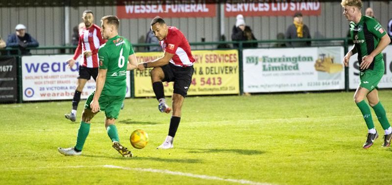 Marvin McLean opens the Sholing account (Jaz Photography)